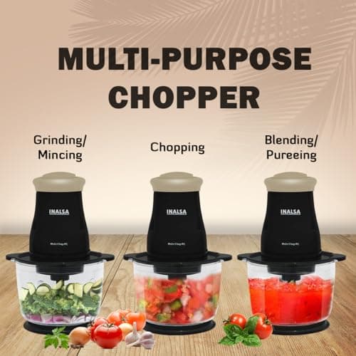 INALSA Electric Chopper for Kitchen &Meat Grinder|1.5 LCapacity|Unbreakable Bowl|400W Motor|Stainless Steel Double Layer Chopping Blade & Whisking Blade|Chop,Mince&Whisk|2 Yr Warranty(Multi Chop PC) 3