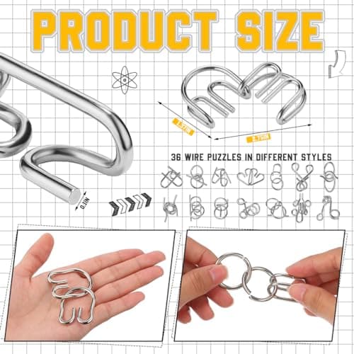 PATPAT Brain Teasers Metal Wire Puzzle Game for Kids, IQ Tester, Brain Games for Kids Adults, Fun Fidget Puzzles, Train Brain, Disentanglement Puzzle Unlock Interlock Toys with Travel Bag Set of 36 2