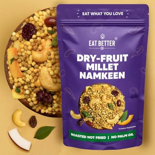 Eat Better Co Dry-Fruit Millet Namkeen – Roasted, Not Fried | Healthy Snack with Cashews, Cranberries, Coconut & Millets | No Palm Oil - 100g