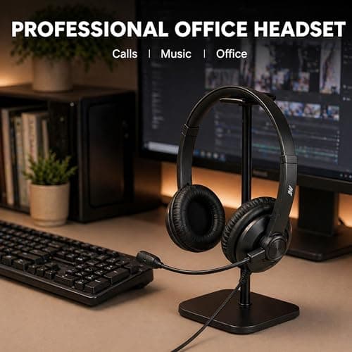 ANT Glory 10 Wired USB Headset, On Ear Headphones with Mic, Noise Cancelling Microphone, 40mm Drivers, Inline Mute/Volume Control,2m Cable for PC, Laptop, Zoom, Teams, Skype, & Home Office (Black) 3