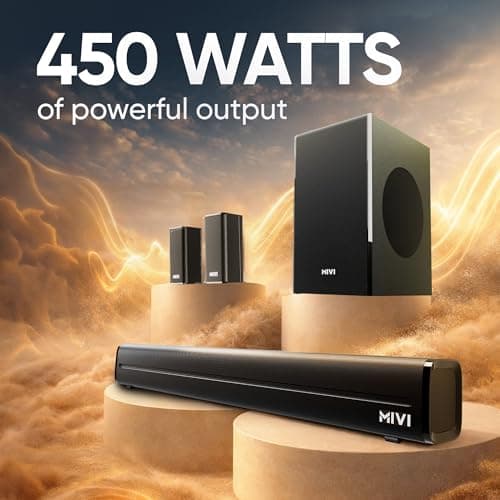 Mivi Nex 450 Soundbar [New Launch], 450W 5.1 Channel System with 3 in-Built Speakers, 2 Satellite Speakers and a Subwoofer, Nex Surround Feel Technology, Multiple Input Modes, Made in India 3