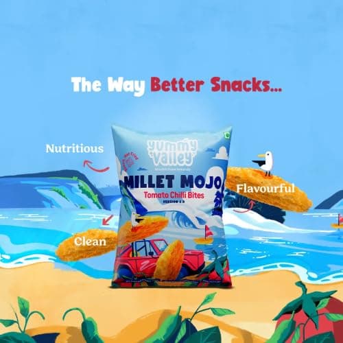 Yummy Valley Millet Mojo Tomato Chilli Bites – Pack of 8 Healthy Snacks For Kids and Adults – Palm Oil Free, Baked Gluten Free Snacks – No Additives 4