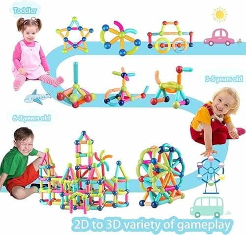 PRIME DEALS Magnetic Sticks Building Blocks for Kids Toys for Girls | Magnetic Toys for Boys Age 3+ Year 4 5 6 7 8 10 12 14 Old Educational Stem Learning Magnet Stick with Balls Game Set (84 PCS). 4