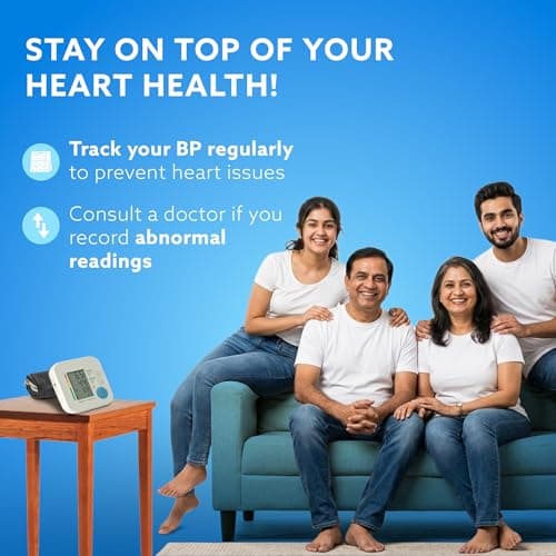 AGARO Automatic Portable Digital Blood Pressure Monitor for Home Use with Large LCD Display, Upper Arm Cuff, Accurate BP & Pulse Rate Monitoring, Memory Storage, Easy Key touch Operation 5