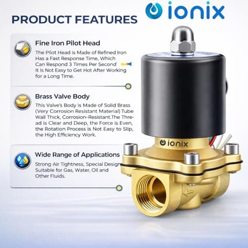 IONIX Brass solenoid valve 1 inch for industrial water purifier, irrigation, overhead tank, Normally closed type sv 220V AC 2
