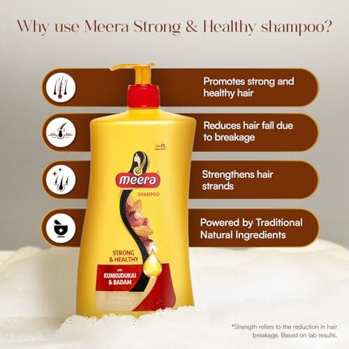 Meera Strong and Healthy Shampoo, With Goodness Of Kunkudukai and Badam, For Men And Women,1L 4