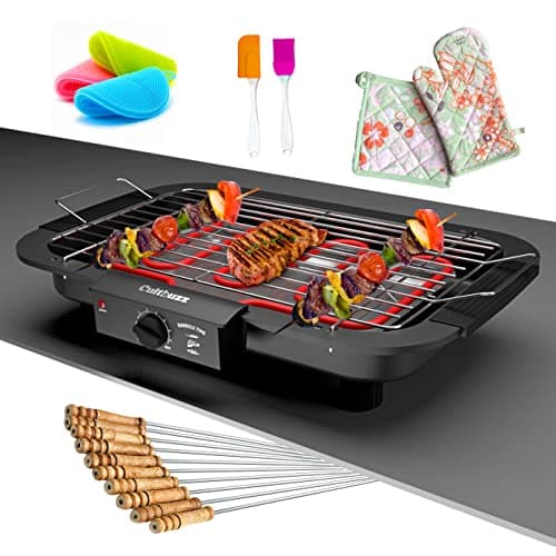 Cultbuzz 2000W Electric Barbecue Grill, Smokeless Portable Indoor Outdoor BBQ Grill with Adjustable Temperature Control and Removable Water Drip Tray