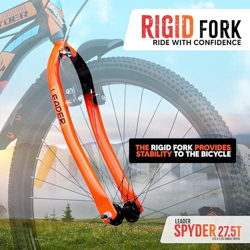 Leader Spyder 27.5T MTB Cycle/Bike Single Speed with Complete Accessories for Men - Matt Black/Orange Ideal for 15+ Years | Frame: 19 Inches 4