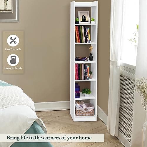 ABOUT SPACE 6 Tier Book Shelf for Home Library 6ft with Assembly,Cabinet For Storage,White Bookshelves for Living Room Display Stand Book Rack For Office,Kitchen,Bedroom(33x24x180cm - Engineered Wood) 3