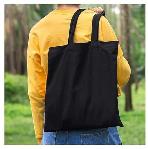 Clapcart Reusable Tote Bag for Women/Girls | Multipurpose 100% Organic Cotton Printed Tote Bags | Shopping/Grocery Bag | Sturdy Canvas Bag with 12kgs Capacity (Black) 3