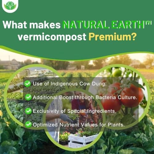 NATURAL EARTH® 5 KG - TRUSTED Organic Vermicompost For Plants | Treated with Panchagavya-Based Bacteria Culture | Plant Growth Booster | Organic Compost For Home Plants 5