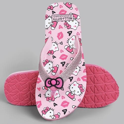 Kidsville Official Hello Kitty Printed Flip-Flops For Kids Girls | Soft, Non-Slip, Indoor, Outdoor, House Slipper, Comfortable & Durable Footwear for Children 5
