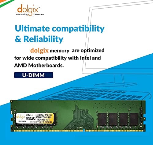 Dolgix® 8GB DDR4 2400MHz RAM| Desktop RAM |CL-17 |Desktop-Memory|U-DIMM | Long-DIMM | PC4-19200 |1Rx8 Single Rank| 3 -Year Warranty- (Made in India) 4
