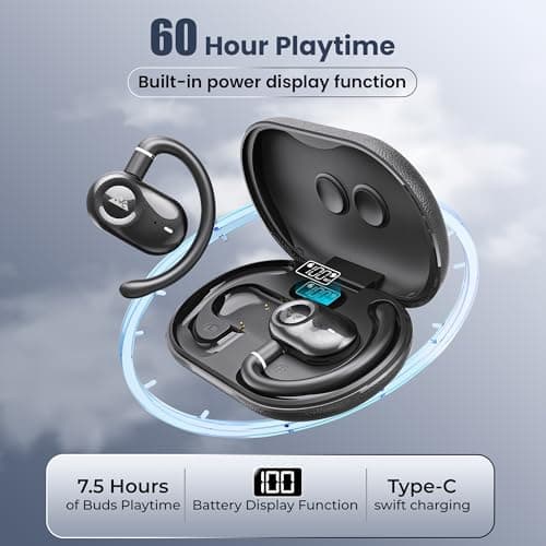WeCool Moonwalk M3 Pro Open Ear Earbuds Wireless with Multi-Angle Adjustment, Bluetooth 5.4 Ows Earphones with Call Noise Reduction, Ear Safe Headphones with Mic, 60Hrs Playback, IP55 Waterproof 4