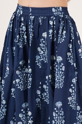 COTLAND Fashions Women Relaxed Fit Mid Rise Jaipuri Cotton Floral Printed Palazzo Pants (Neel Pankh), Multicolour, XL 3