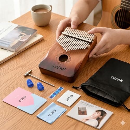 UAPAN Kalimba 17 Keys Thumb Piano with Arm Rest, Peach Blossom Wood Finger Piano 5