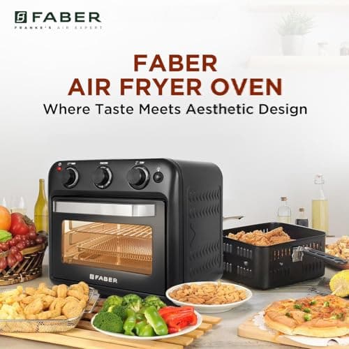 Faber 20 liter 1500 Watts Air Fryer Oven|Fry, Bake, Roast, Toast, Defrost, Grill, Reheat & Broil|85% Less Oil|Temperature & Timer Control, Preset Cooking Options, Convection Function, Auto-Off|(Black) 3