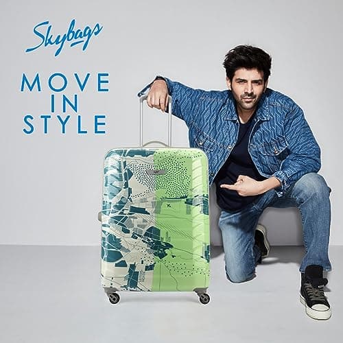 Skybags Large Trooper Size Abs Hardshell Luggage (75 Cm) | Printed Luggage Inline Trolley Bag with 4 Wheels and Resetable Combination Lock | Unisex, Green, Large 2