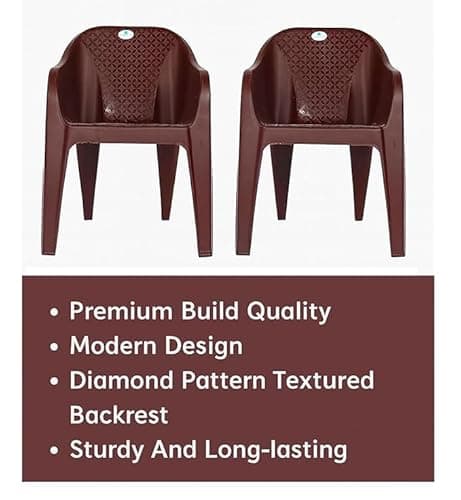 Homiboss Plastic Chair | Chairs for Home | Dining & Restaurant | Living Room & Bedroom | Office, Garden, Indoor & Outdoor | Kursi | Color - Brown | Plastic Chairs Set 6 Pieces 6