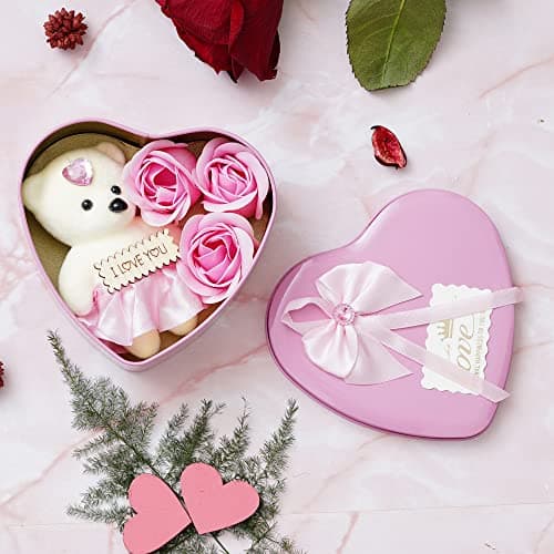 eCraftIndia Valentine Gift for Girlfriend Boyfriend | I Love You Teddy Bear Pink Roses Heart Shaped Gift Box | Valentine Day Gift for Husband Wife Her Him | Valentine Day Decoration Items