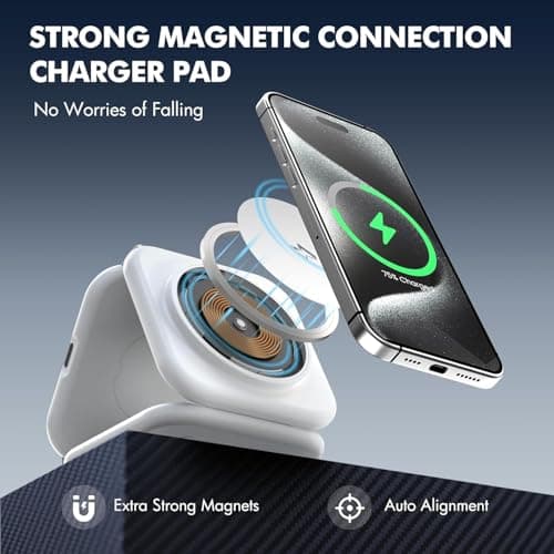 3 in 1 Charging Station for Multiple Devices, Foldable Mag/netic Fast Wireless Charger Dock, Travel Charging Pad for 1Phone 17 16 15 14 13 12 Pro Max Plus Ap/ple Watch Series & AirPods 4/3/2 (3 in 1) 5