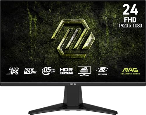 MSI MAG 245F X24 Gaming Monitor 24" 1920 x 1080 (FHD), 240 Hz, FreeSync Premium, HDR Compatible, HDMI, VGA Port, VESA Mount, Tilt, 4 Sides Thin Frame 0.5ms, Black