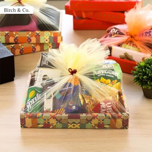 Birch & Co. Gift Box - Birthday Gift Packing Box For Women - Decorative Folding Paper Gift Hamper Empty - Dyi Gift Packs With Tie Ribbons And Nets, Stylish Gift Boxes, Multicolor, Pack Of 4 3