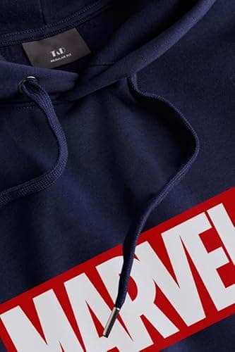 THE DUFFERS Men & Women Cotton Hoodie Marvels Hooded Sweatshirt Blue XL 2