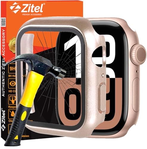 Zitel Case with Screen Protector Compatible with Apple Watch 42mm Series 11/10, Hard PC Cover with Built-in 9H Tempered Glass (42mm, Rose Gold)