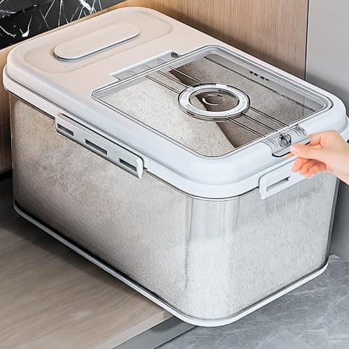 KAYTOS Rice Storage Container 15KG| Large & Big Size Airtight Kitchen Container Box|Plastic Air Tight Multigrain Pulses Dal Grain Atta Flour Dispenser|Grocery Pantry Food Organizers Boxes,Transparent