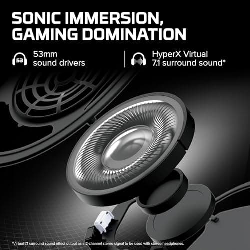 HyperX Cloud II – Wired Gaming Headset for PC, PS5 / PS4. Active Noise Cancellation, Over Ear, circumaural, Closed Back, HyperX Virtual 7.1 Surround Sound - Black-Red (4P5M0AA) 3