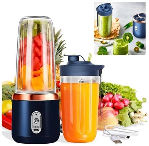 Portable Blender Electric Juicers Fruit Mixers USB Rechargeable Smoothie Mini Personal Juicer 6 Blades 3Gears With 1500 Mah Rechargeable Battery-Smoothie Blender