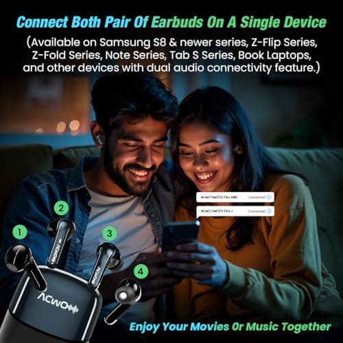 ACwO Dwots Fire ANC|India's First 4 in Ear Buds in 1 Case with ANC|70Hrs Battery|ANC&Transparency Mode|Bass&Theatre Modes|4 Mics Ai-Enc for Clear Calls|3D Spatial Audio, Wireless (Eclipse Black) 4
