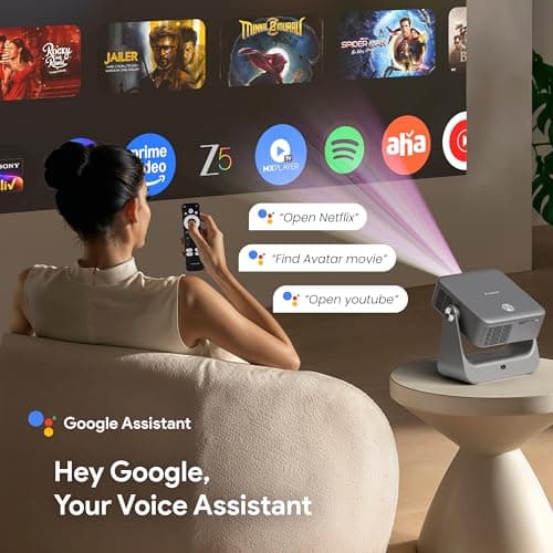 E Gate Zen 7X Official Google TV Projector | Fully Automatic & 100% Dust-Free | 700 ISO | Dolby Audio | Projector 4K Ultra HD, modulated at 1080p Native | Voice Remote, ChromeCast, 1GB-32GB, Egate 5