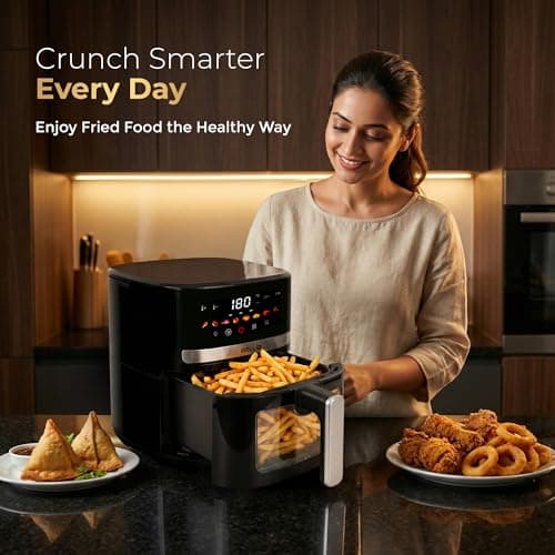 IBELL AERO FRY 550 Digital Air Fryer, 5.5 Litre Capacity, 1350W Power, Touch Control Panel, Multiple Cooking Options, Adjustable Temperature, Oil-Free Cooking, Black, 2 Year Warranty 6