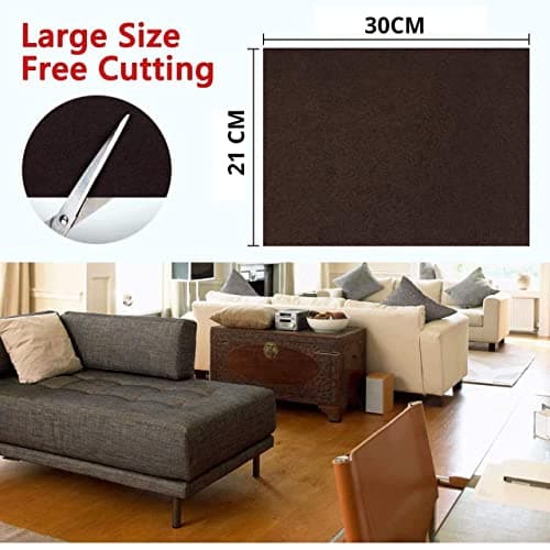 Royalkart® Furniture Felt Pad Sheet, 30cmx21cm | Anti-Slip Strong Adhesive Cuttable Furniture Pads | Noise Reduction Floor Protector for Hardwood Floors, Tiles, Chair, Dining Tables (Brown- Pack of 1) 2