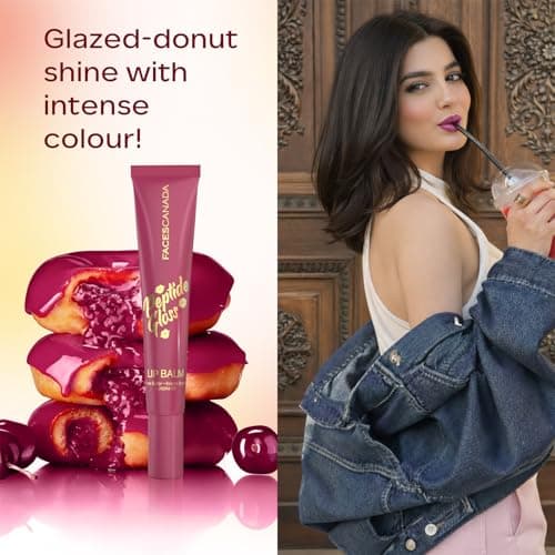 FACES CANADA Peptide Gloss Lip Balm - Cherry Charm 03, 10 ml | Tinted Lip Balm | Deeply Nourishing | Lightweight | Soft & Smooth Finish | Overnight Lip Treatment | With Butters & Hyaluronic Acid Infus 3