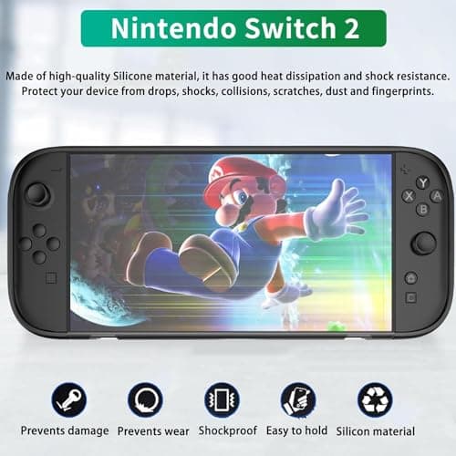 OIVO INDIA Hard Shock-Absorption Anti-Scratch Shell Full Protective Case Compatible with Nintendo Switch 2 2025 Dockable for Switch 2 TPU Protector Transparent Back Cover Skin Gaming (Black) 5