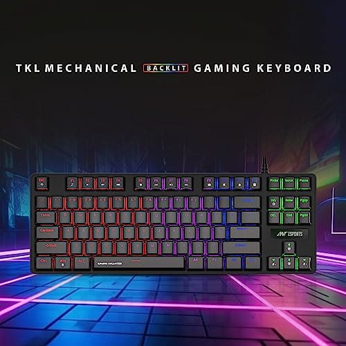 Ant Esports Gaming Keyboard MK1000 TKL Mechanical Multicolor LED Backlit Wired -Black with Outemu RED Switch 5
