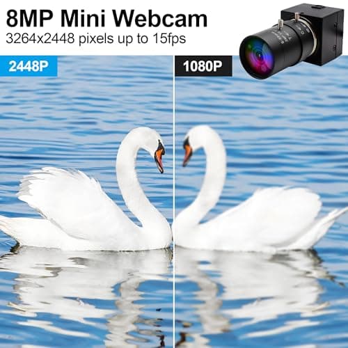 Hotpet 8MP 10X Optical Zoom USB Webcam, 5-50mm Manual Focus Lens Webcam 2448P USB Camera Industrial Web Camera Support OpenCV for Linux Windows Android Mac, Plug&Play, UVC 2