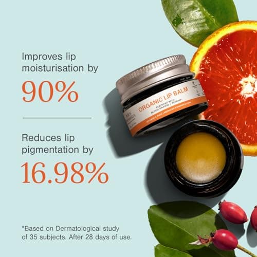 Juicy Chemistry Organic Lip Balm with Blood Orange & Rosehip, 5g | Deeply Moisturising & Brightening Lip Care | Reduces Lip Pigmentation | Dermatologically Tested | 100% Natural | Certified Organic &  2