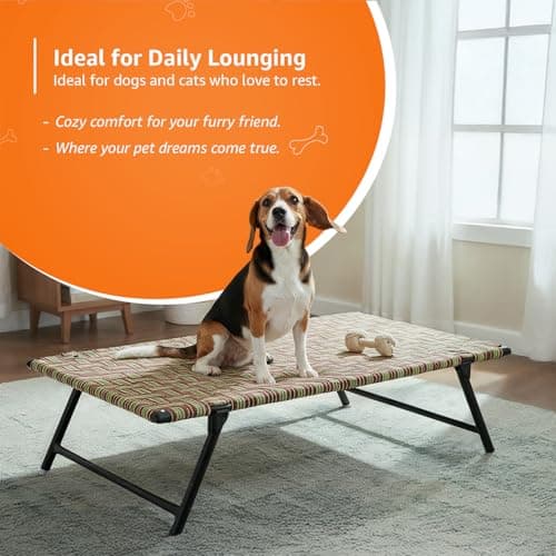 Amazon Basics Leg Fold Dog Pet Bed | Nylon Niwar Durable | 24 × 36 × 12 Inch | Multi-Color 2