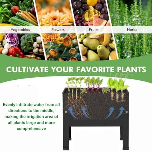ecofynd Cleo Raised Plant Box, Elevated Planter, Metal Raised Garden Bed, Standing Plant Stand, Indoor and Outdoor Grow Container for Vegetables and Flowers (24Lx12Wx18H) | Black 3