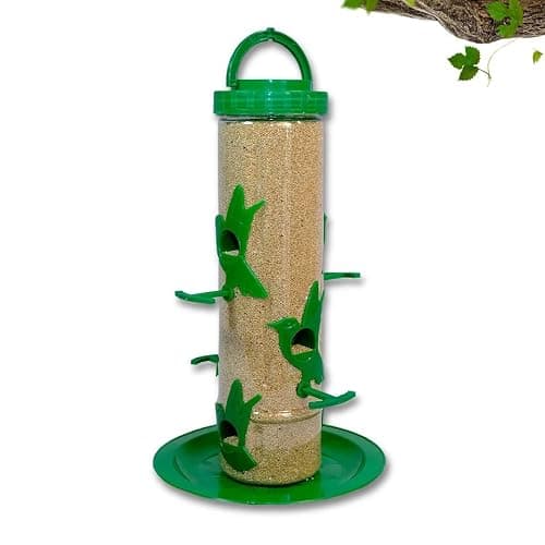 Skybeings Plastic Large Bird Feeder | 6 Feed Nozzles | 30cm Height | 900gram Bird Food Capacity | Hanging Bird-Feeder for Balcony | Bird Food Feeder | Garden Outdoor Hanging | 2 psc Green 5
