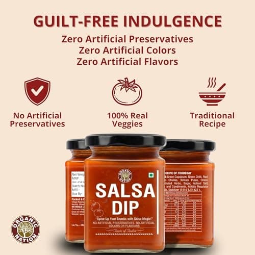 ORGANIC NATION Salsa Dip - Natural Salsa Sauce for Snacking and Cooking - Homestyle Made with Fresh Tomatoes, Herbs & Spices, No Added Preservatives, No Artificial Flavours, Traditional Recipe - 260g 5