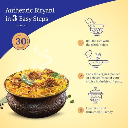 Daawat Biryani Kit Hyderabadi | Authentic Recipe | Ready in 30 min | Ready to Cook 334 gm/410gm (Weight may vary) 3