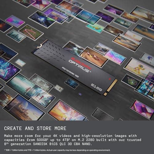 SANDISK Optimus™ 5100 NVMe™ SSD, 500GB, Upto 6600MB/s R, 5600MB/s W, 5Y Warranty, PCIe Gen 4 NVMe M.2 (2280), Gaming Storage, Internal Solid State Drive (SDSP51500GAN-000E0) 3