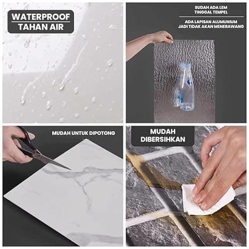 Packcy Marble Finish Self Adhesive Wall Tile Sticker | Waterproof PVC Peel & Stick Vinyl Tiles for Kitchen, Bathroom, Office | Easy DIY Wall Decor (30 x 60 cm) (Pack of 2) 5