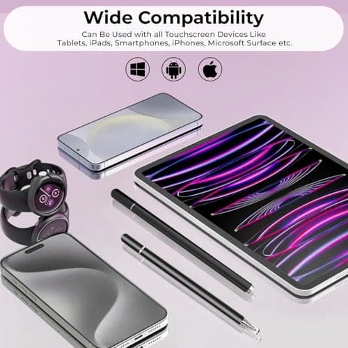 Humble Universal Light Weight Stylus Pen for Smartphone/Tablet/iPad/iPhone/Android & All Touch Screen Devices with Fine Point Disc Tip & Magnetic Cap | Precise Tip for Drawing and Writing - Black 2