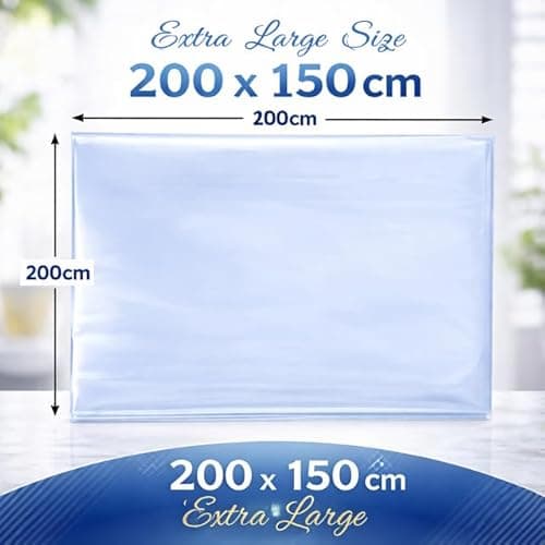 URBAN SELECT Heavy Duty Waterproof Plastic Covering Sheet for Furniture, AC, Fridge & Floor | Polythene Cover | Dust & Rain Protection | Balcony Window Home Use | 200 x 150 cm (Transparent) 5